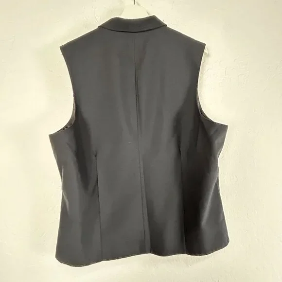 Fourmy Mens Black Notch Collar Formal Vest Size 42 Wool Blend Pocket Lightweight